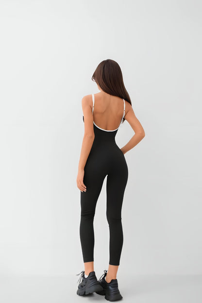 Straped Piping Detail Jumpsuit